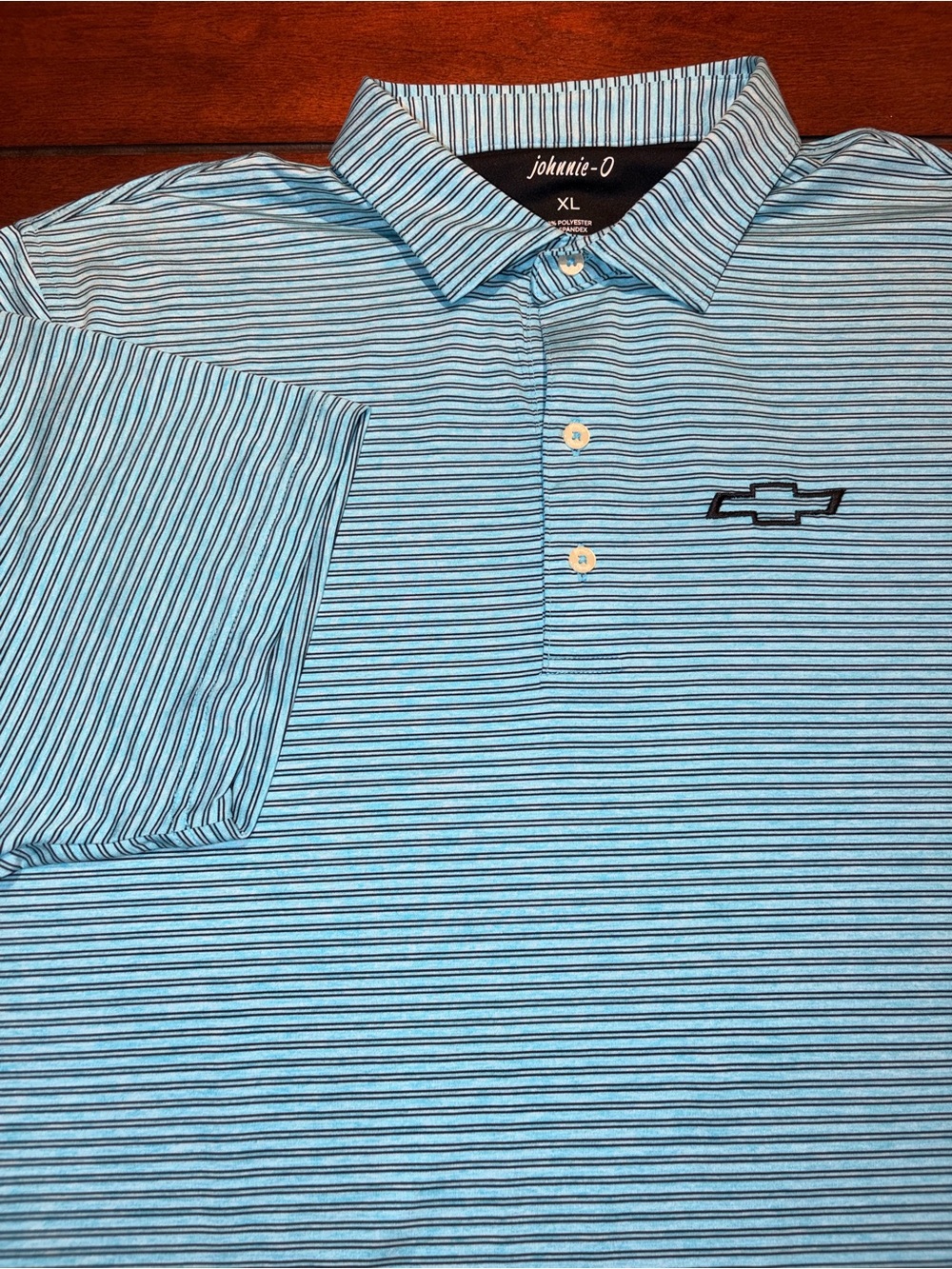 johnnie-O Men’s Striped Performance Golf Polo Shirt XL In Blue Chevrolet Logo